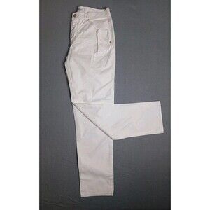Max Mara Made in Italy White Cotton Straight Leg Pants Gold MM Buttons Size 8